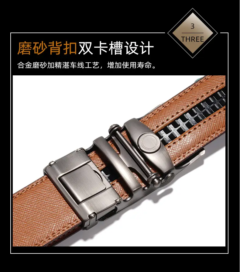 Men's Genuine Leather Belt with Silver Buckle — feature 9