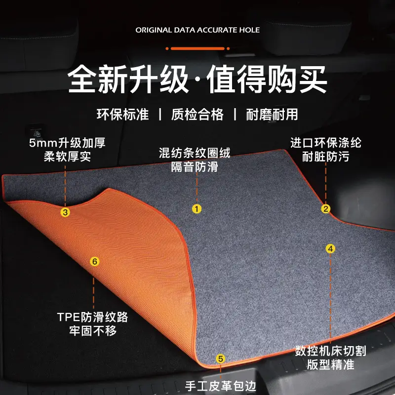 Dark Blue Trunk Mat with 5mm Leather Upgrade