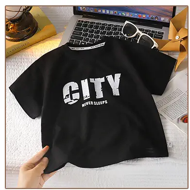 Kids T-Shirt City Print Green Cotton Loose Fit — feature 11