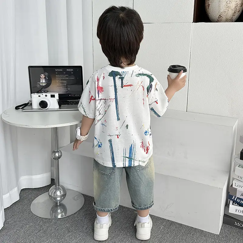 Boys Half Sleeve Graffiti T-Shirt 2025 Kids Cotton - Image 6