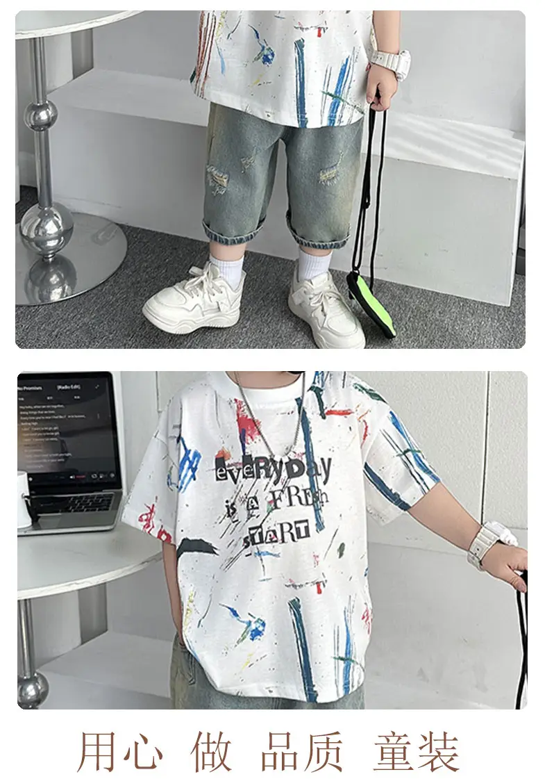 Boys Half Sleeve Graffiti T-Shirt 2025 Kids Cotton — feature 13