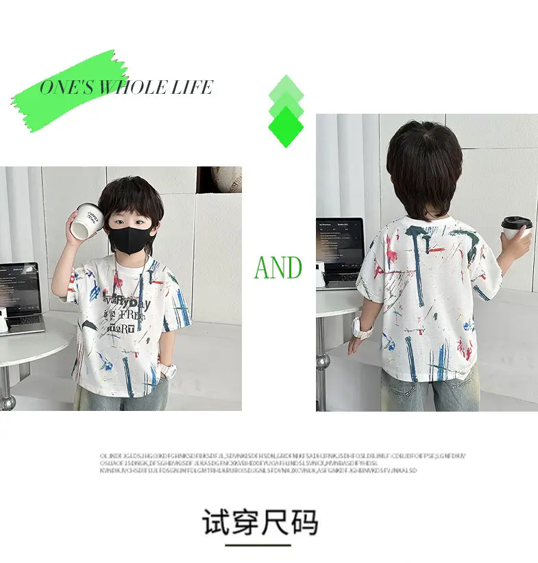 Boys Half Sleeve Graffiti T-Shirt 2025 Kids Cotton — feature 5