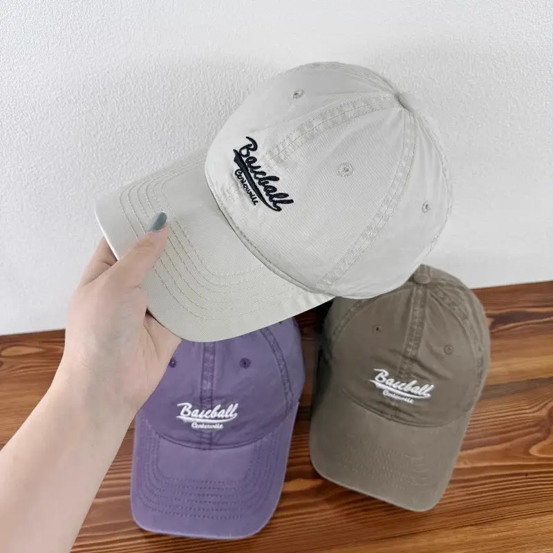Women Purple Baseball Cap with Embroidered Letter Design - Image 7