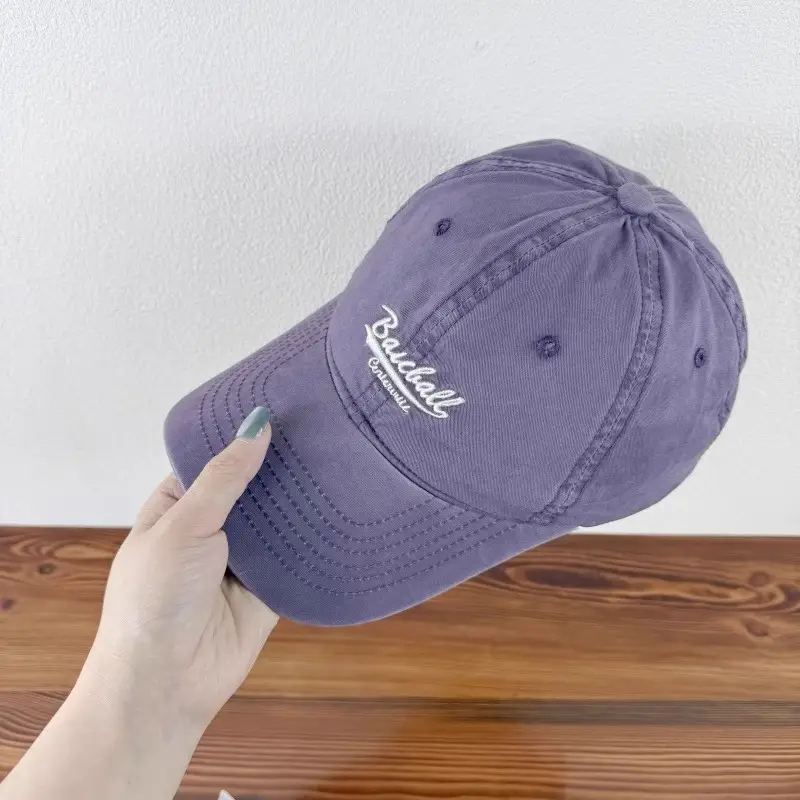 Women Purple Baseball Cap with Embroidered Letter Design — feature 14