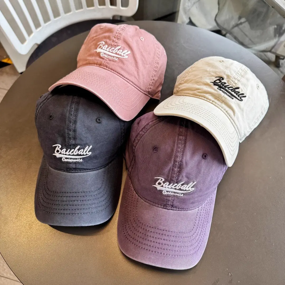 Women Purple Baseball Cap with Embroidered Letter Design — feature 2