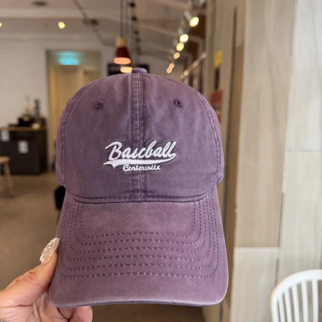 Women Purple Baseball Cap with Embroidered Letter Design - Image 3