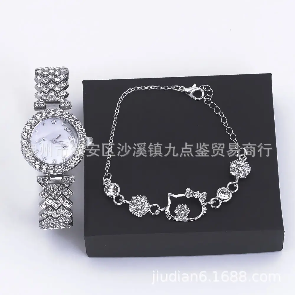 Women's Diamond Watch Bracelet Set with Heart Design - Image 3