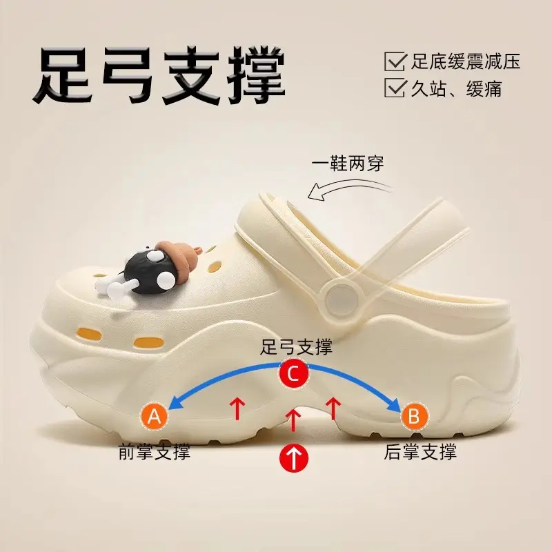 Thick-Soled Croc Shoes Women's Summer Outerwear 2025 New Anti-Slip Non-Stinky Feet Feeling Baotou Sandals Wholesale - Image 47