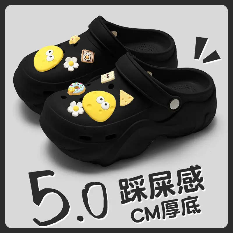 Thick-Soled Croc Shoes Women's Summer Outerwear 2025 New Anti-Slip Non-Stinky Feet Feeling Baotou Sandals Wholesale - Image 18