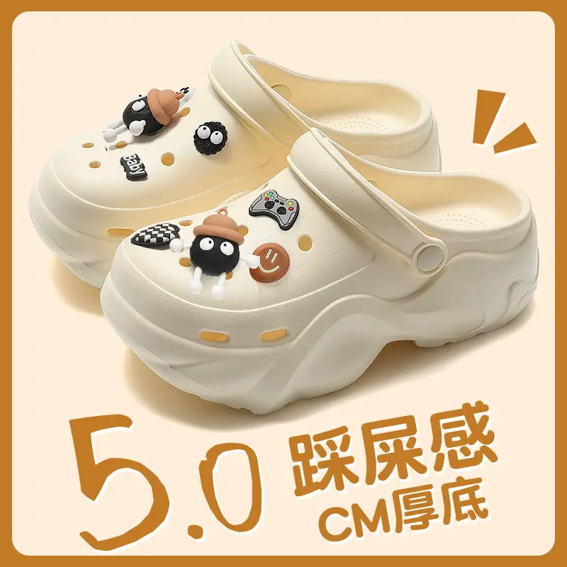 Thick-Soled Croc Shoes Women's Summer Outerwear 2025 New Anti-Slip Non-Stinky Feet Feeling Baotou Sandals Wholesale - Image 20