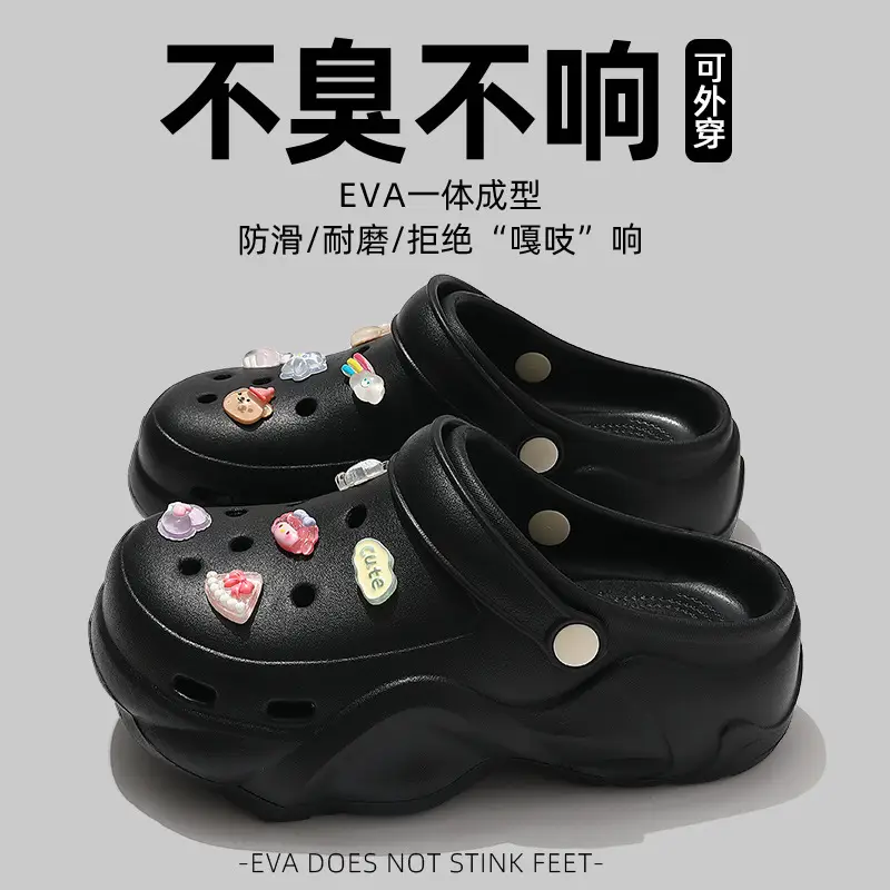 Thick-Soled Croc Shoes Women's Summer Outerwear 2025 New Anti-Slip Non-Stinky Feet Feeling Baotou Sandals Wholesale - Image 30