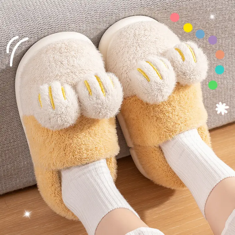 Cute Cotton Slippers for Women, Stereo Cartoon Winter Indoor Home Warm Fleece-Lined Bag Heel Men's Winter Furry Cotton Shoes - Image 9