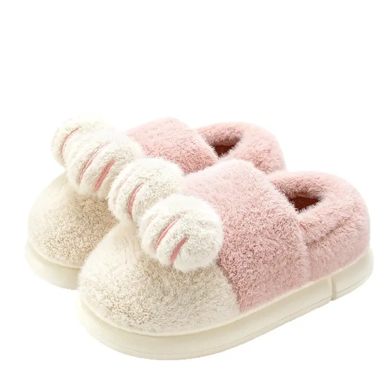 Cute Cotton Slippers for Women, Stereo Cartoon Winter Indoor Home Warm Fleece-Lined Bag Heel Men's Winter Furry Cotton Shoes - Image 10