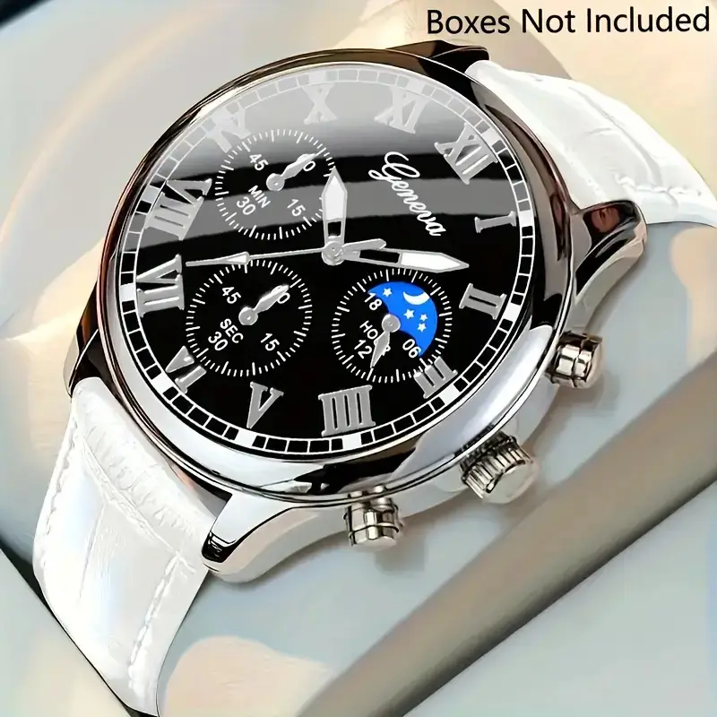 Factory Direct Sales Men's Watch Belt Fake Three-Eye Geneva Quartz Watch Men's Watch High-End Watch Men — feature 9