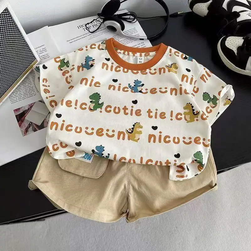 Children's Dinosaur Print Cotton T-Shirt Round Neck — feature 5
