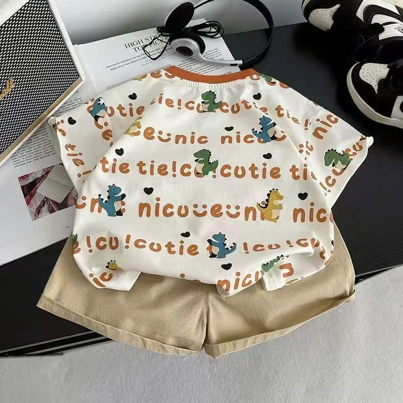 Children's Dinosaur Print Cotton T-Shirt Round Neck — feature 7