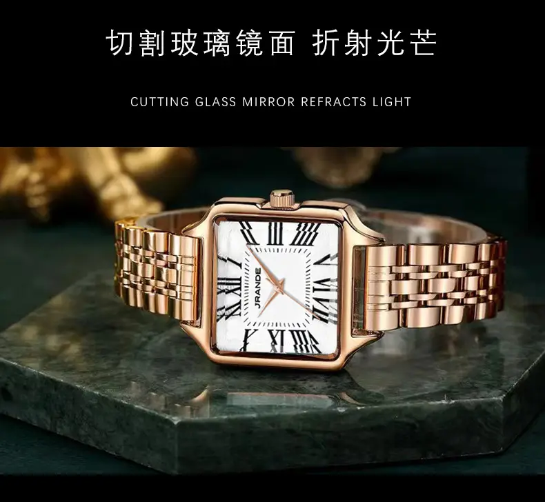 Women's Green Square Watch with Gold Band — feature 4