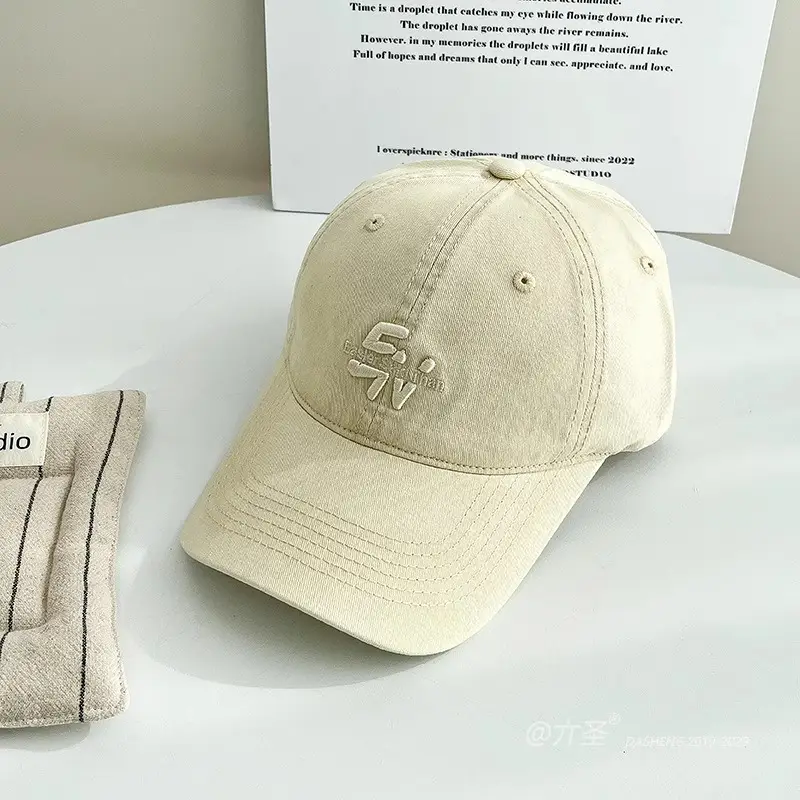 Vintage Washed Denim Baseball Cap with Letter Embroidery