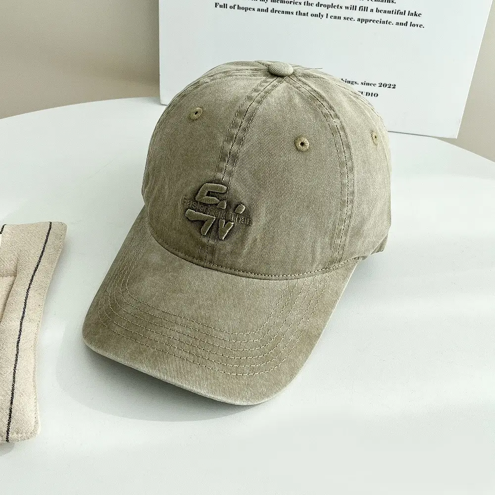 Vintage Washed Denim Baseball Cap with Letter Embroidery