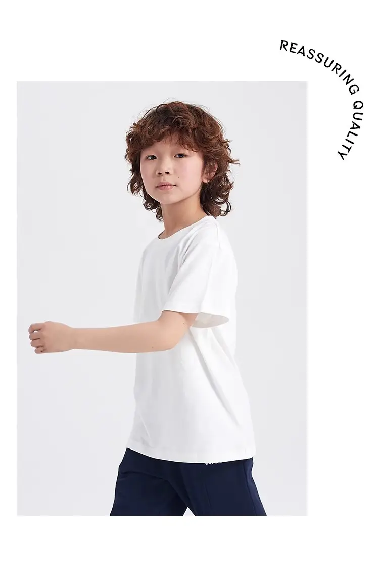 Boys Pure Cotton White T-Shirt Short Sleeve Round Neck — feature 9