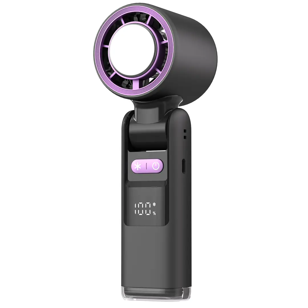High-Speed Handheld Fan Cooling Ice Compress Digital Display Semiconductor Foldableing Portable Small Fan New Cross-Border USB Charging