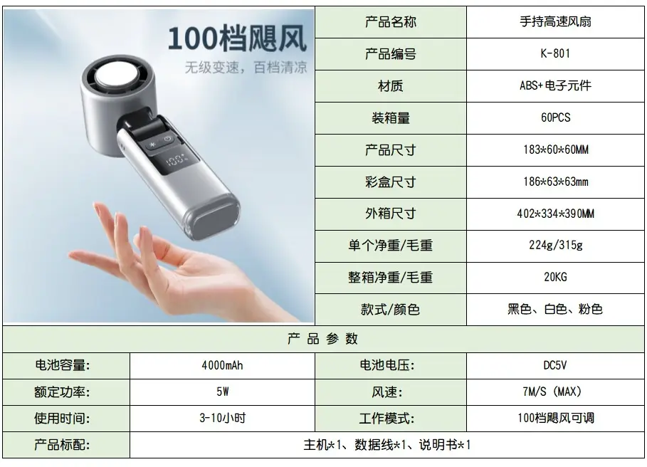 High-Speed Handheld Fan Cooling Ice Compress Digital Display Semiconductor Foldableing Portable Small Fan New Cross-Border USB Charging — feature 2