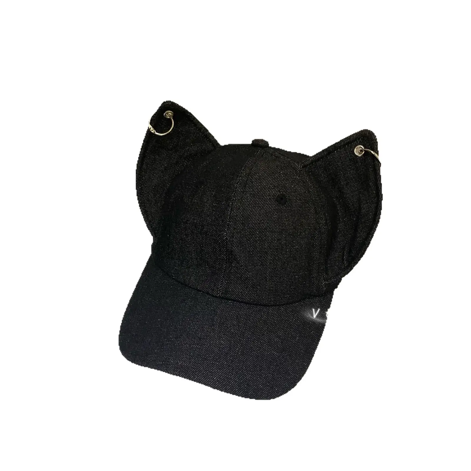 Black Fox Ears Denim Baseball Cap for Women