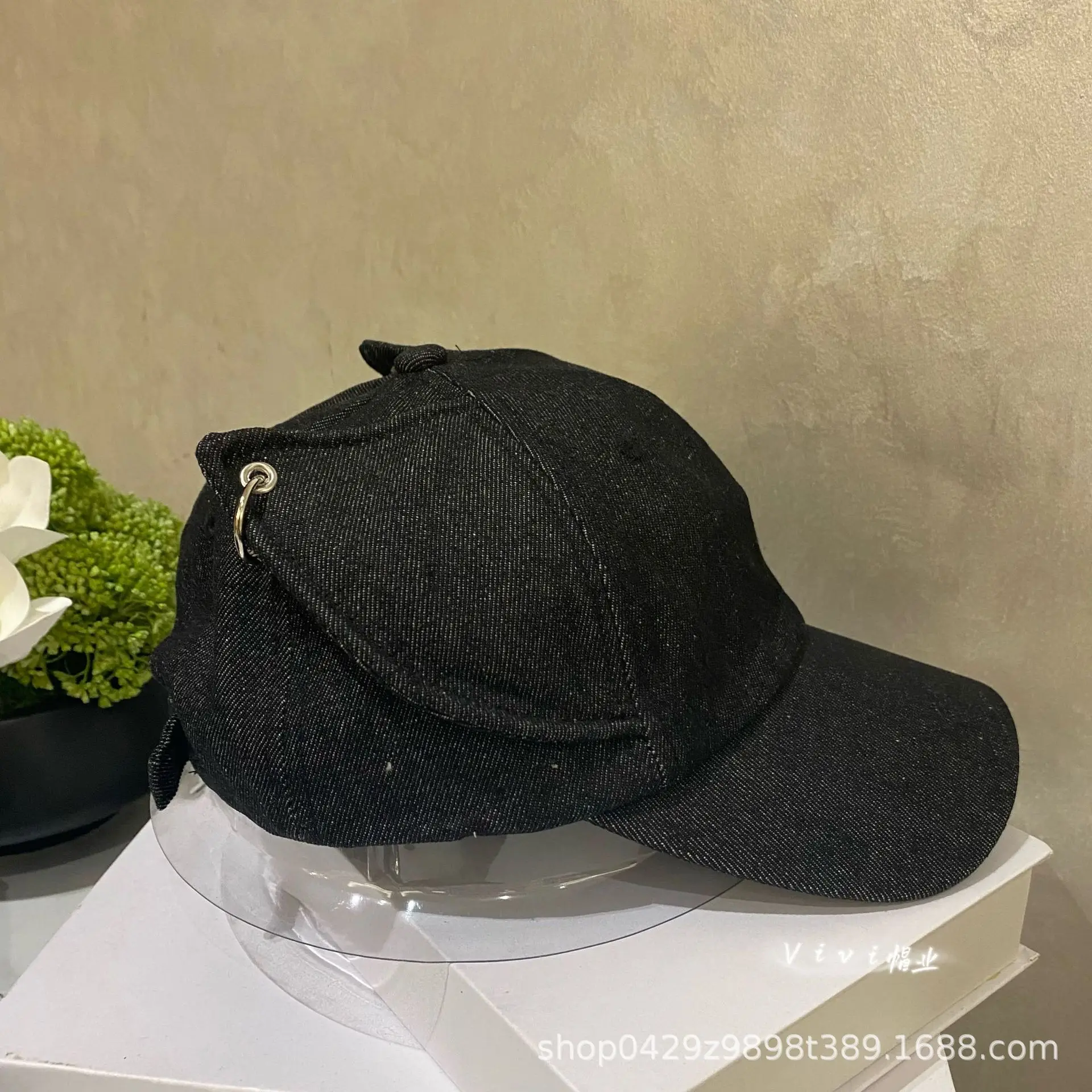 Black Fox Ears Denim Baseball Cap for Women — feature 5