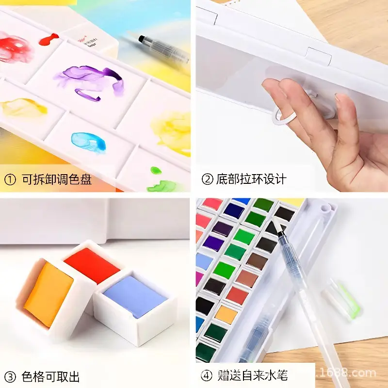 Xiupu Transparent Solid Watercolor Pigment 12 18 24 30 36 40 46 Color Hand-Painted Pigment Packaging Box