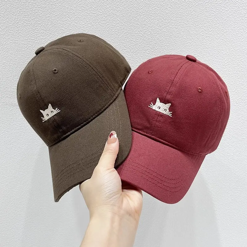 Korean Style Cat Embroidery Cap for Women & Men - Image 8
