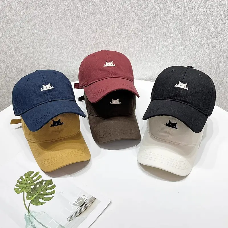 Korean Style Cat Embroidery Cap for Women & Men - Image 9