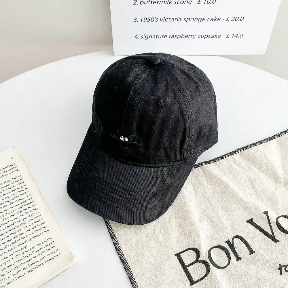 Korean Style Cat Embroidery Cap for Women & Men — feature 1