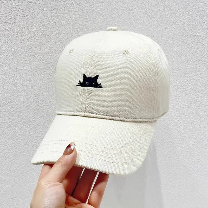 Korean Style Cat Embroidery Cap for Women & Men - Image 2