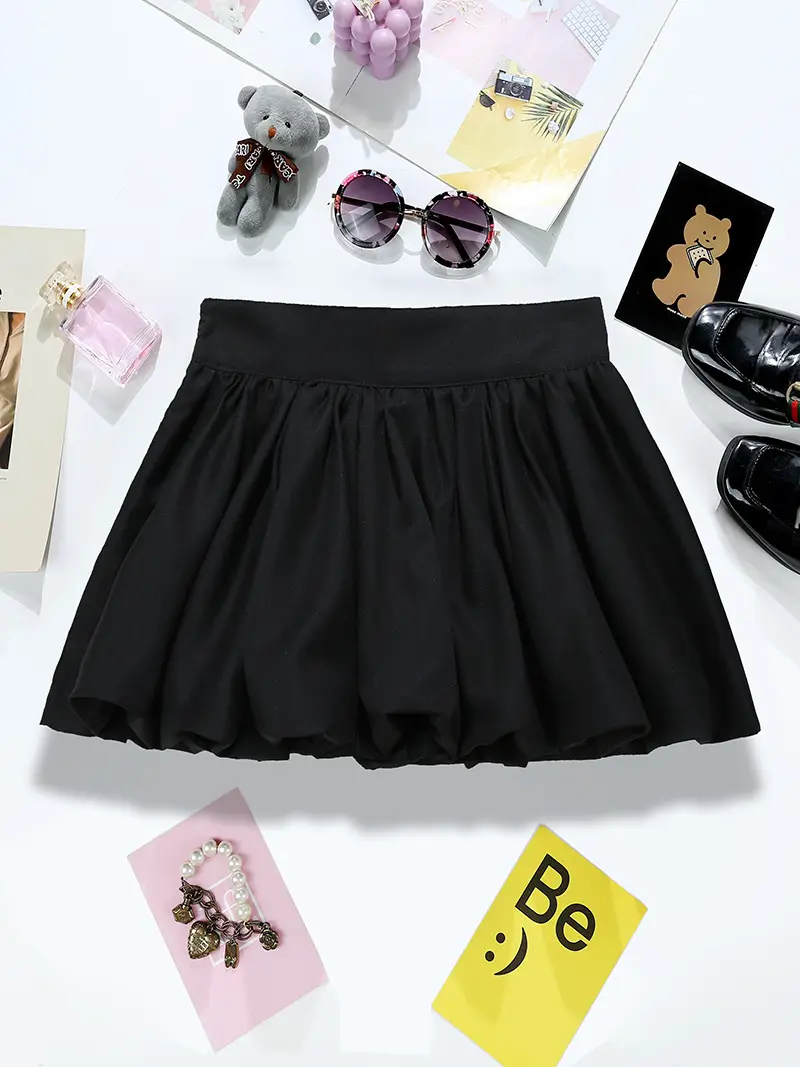 White Puffy A-Line Skirt with Belt for Women — feature 10