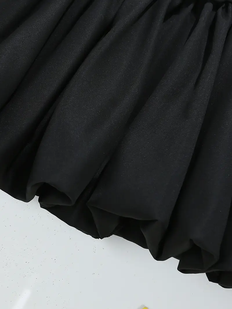White Puffy A-Line Skirt with Belt for Women — feature 9