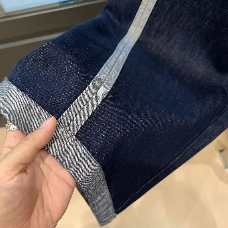 Dark Blue Denim Wide Leg Pants for Men Women 2025 Korean Style