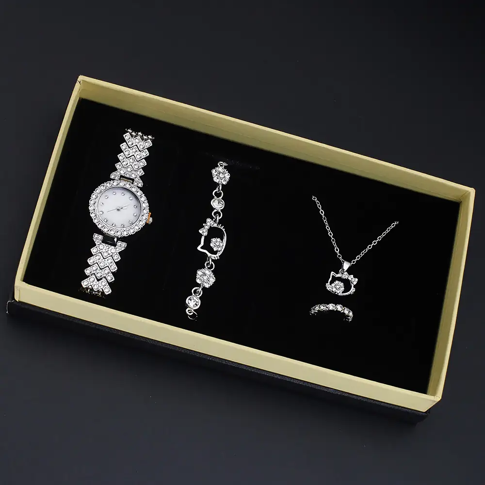 High-Looking Diamond Quartz Watch Set for Women - Image 4