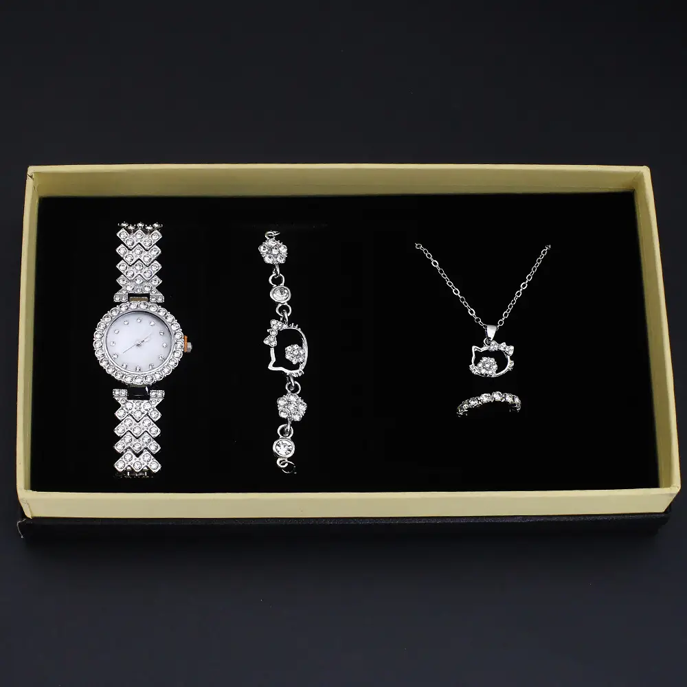 High-Looking Diamond Quartz Watch Set for Women