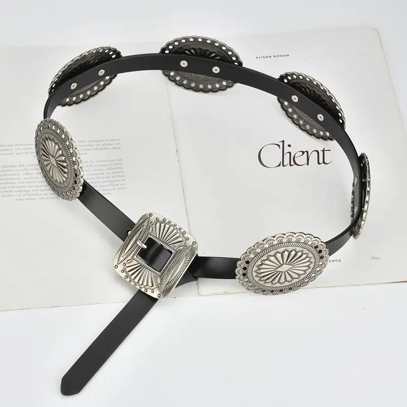 Bohemian Western Belt with Heavy Carved Design for Women