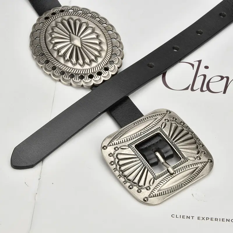 Bohemian Western Belt with Heavy Carved Design for Women