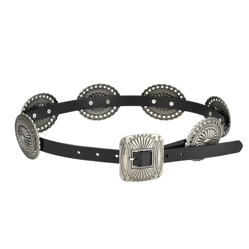 Bohemian Western Belt with Heavy Carved Design for Women