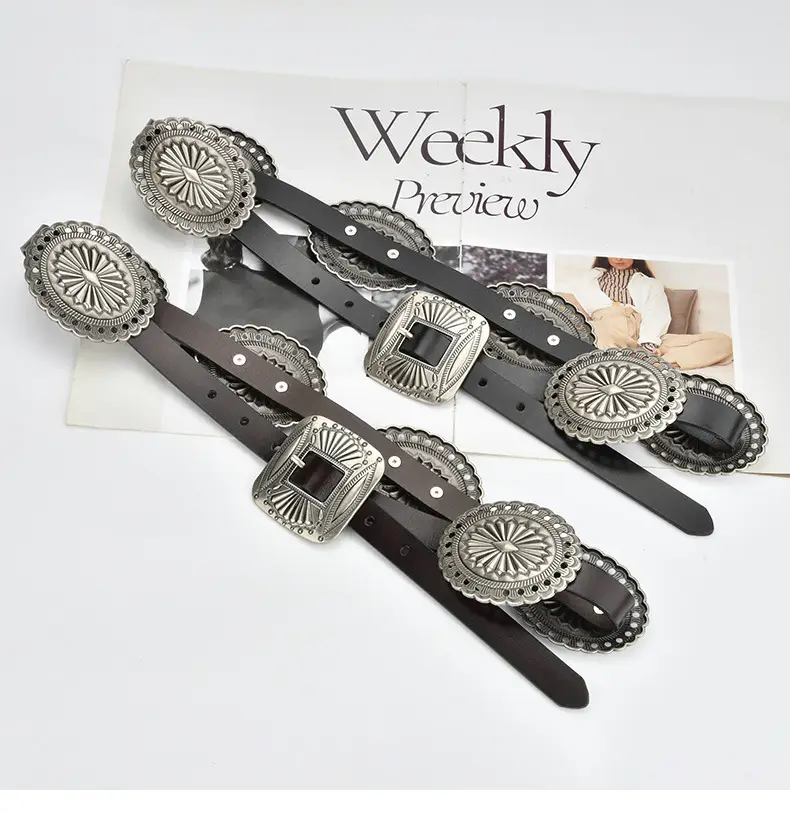 Bohemian Western Belt with Heavy Carved Design for Women — feature 3