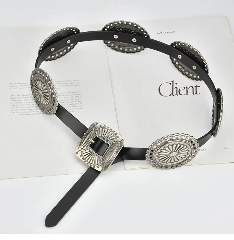 Bohemian Western Belt with Heavy Carved Design for Women — feature 4