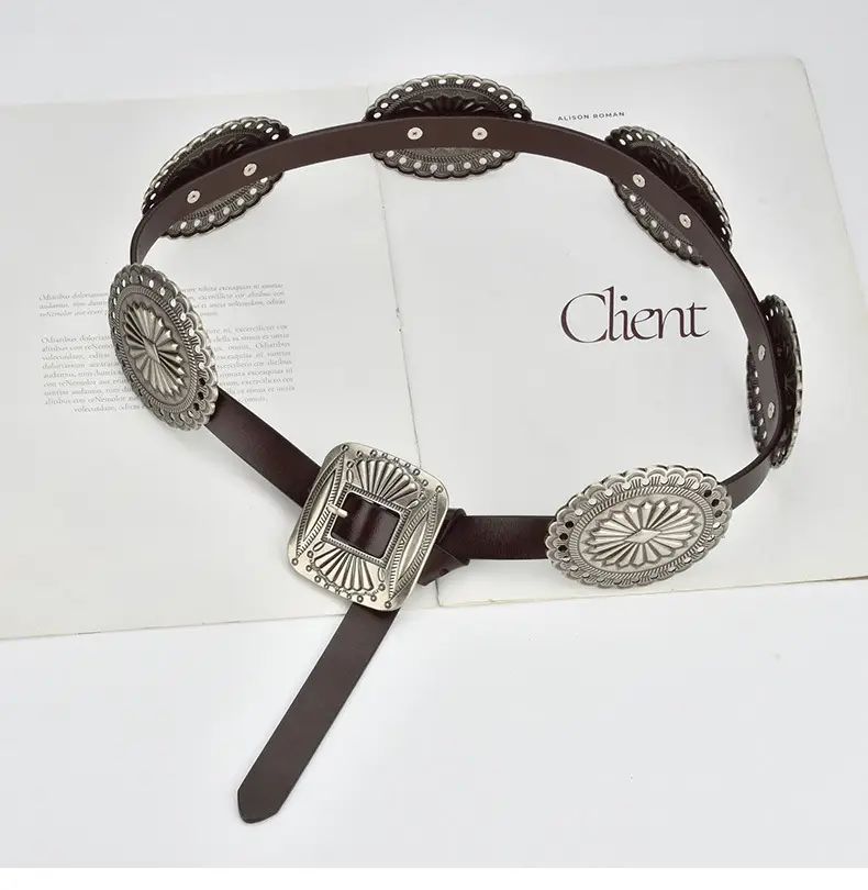 Bohemian Western Belt with Heavy Carved Design for Women — feature 5