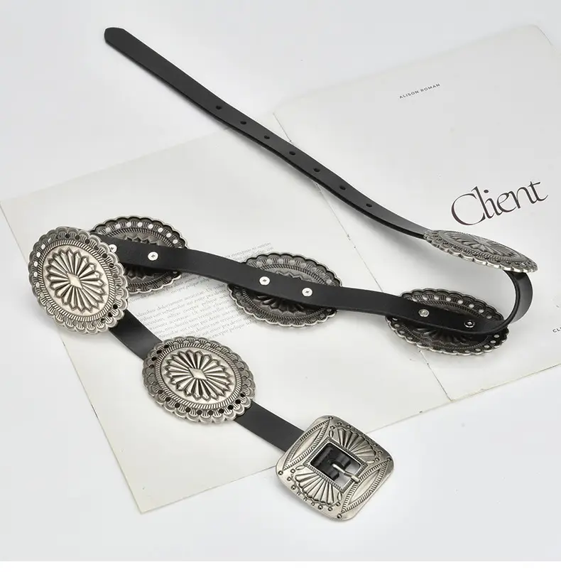 Bohemian Western Belt with Heavy Carved Design for Women — feature 6