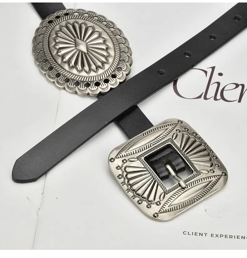 Bohemian Western Belt with Heavy Carved Design for Women — feature 7