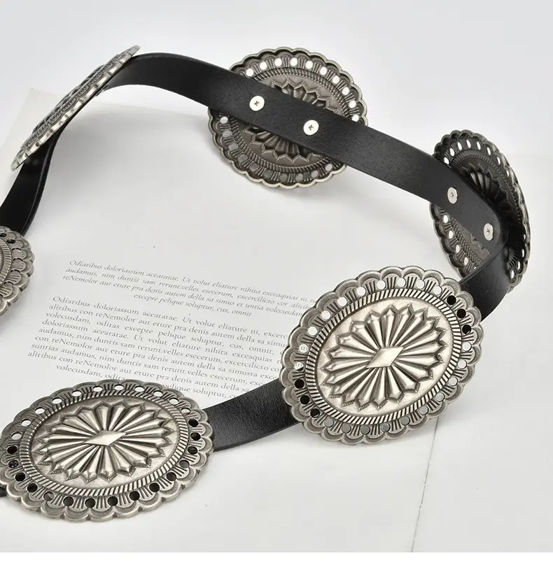 Bohemian Western Belt with Heavy Carved Design for Women — feature 8