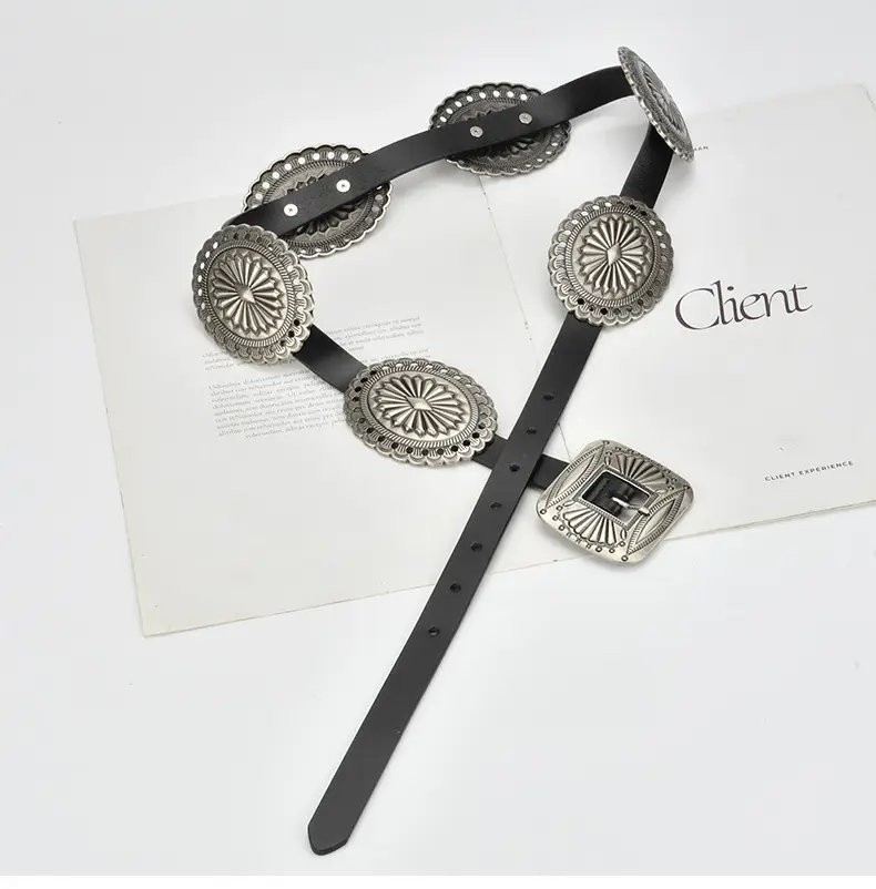Bohemian Western Belt with Heavy Carved Design for Women — feature 9