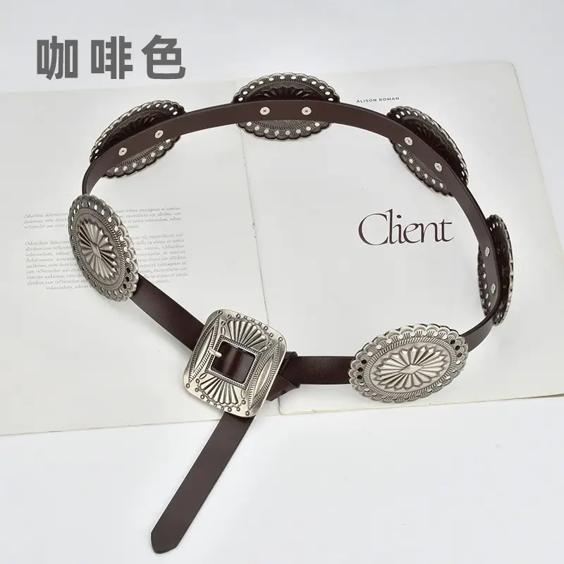Bohemian Western Belt with Heavy Carved Design for Women