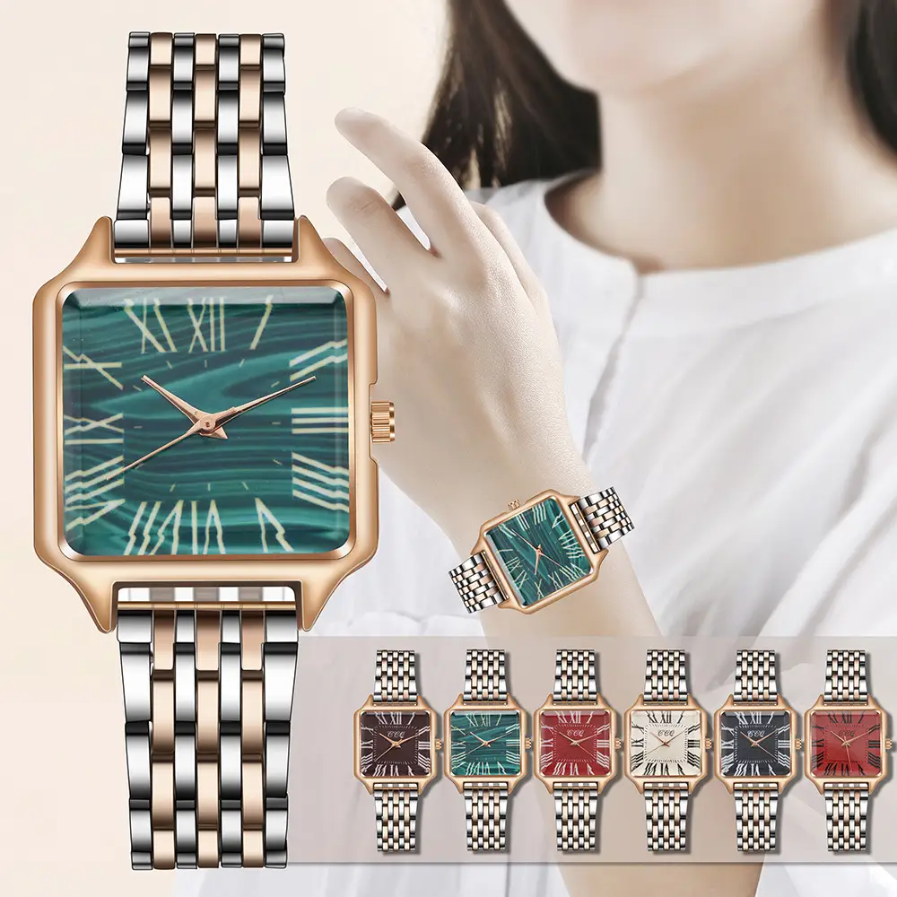 Women's Rose Gold Roman Numeral Watch with Diamond Band - Image 10